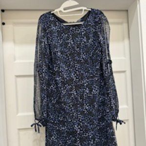 Chaps, Size 10 black and blue print chiffon shift dress